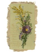 Victorian vintage easter card silk fringe cross flowers butterfly greeting - $12.00
