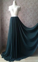 Dark Green Plus Size Maxi Chiffon Skirt Dark Green Bridesmaid Maxi Chiffon Skirt image 1