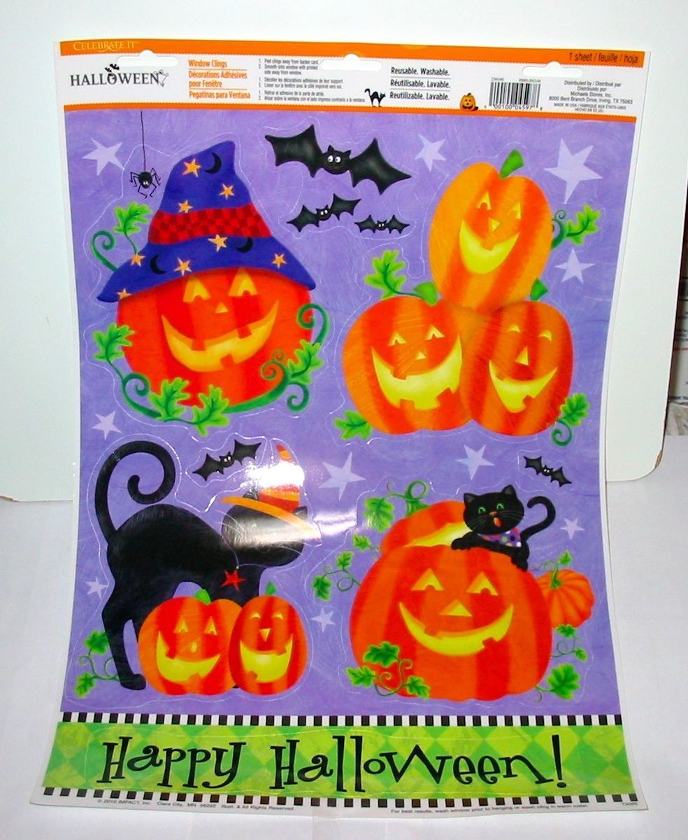 HALLOWEEN Window Clings By Celebrate It Washable Reusable 15" x 12