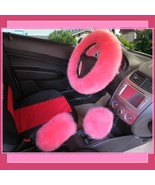 Posh Pink Genuine Wool Lambskin Fur Steering Wheel Hand Brake Shifter Co... - $74.66