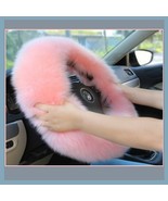  Plush Pink Long Genuine Australian Lambskin Woolen Fur Steering Wheel C... - $55.76