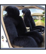 Fluffy Thick Black Luxury Australian Lambskin Woolen Fur Seat Cover Prot... - $245.66