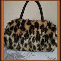 Faux Fur Clutch Evening Hand Bags Comes Six Choice Colors Leopard - White