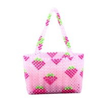 Pink Handmade Bead bag Strawberry Handbag Acrylic Shoulder Bag - $58.95