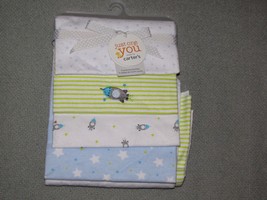 Just One You Baby 4 Pack Cotton Flannel Receiving Swaddle Blanket Star Rocket - $49.47