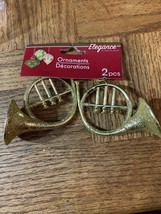 Elegance Christmas Ornament French Horn(Pack Of 2)BRAND NEW-SHIPS Same Bus Day - $15.89
