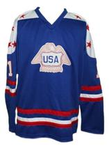 Any Name Number Team USA Canada Cup Hockey Jersey New Blue Lopresti #1 Any Size image 4