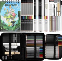 LUCYCAZ Drawing Set Sketch Kit with Sketching, Graphite and Charcoal Pencils, Pro Art Drawing Kit for Adults Teens Beginners Kids