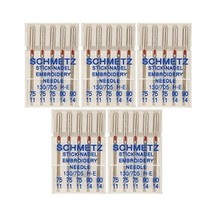 25 Schmetz Assorted Embroidery Sewing Machine Needles 130/705H H-E Size ... - $37.99