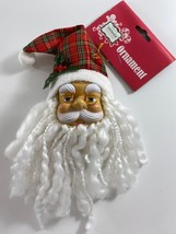 Christmas House Santa Head Ornament White Plastic Face Beard Tree Decoration - $22.72