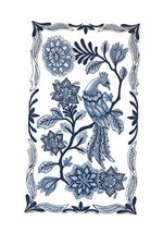 Custom and Unique Shades of Blue[ Delft Blue Bird and Flowers ] Embroidered Iron - $19.31