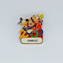 Disney Name Pin 2000 - Walt Disney World &quot;CHARLES&quot; - Donald, Mickey, Goofy - $7.87
