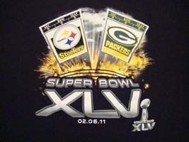 NFL Super Bowl XLV 45 Pittsburgh Steelers Green Bay Giants Football T Sh... - $18.88