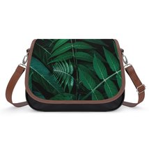 Mondxflaur Green Leaf Messenger Bag for Women PU Leather Crossbody Bag S... - $26.99