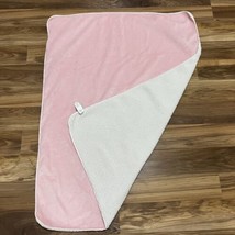 Baby Gap Light Pink Velour Cream Sherpa Baby Blanket Embroidered Bear 2015 30x40 - $18.99
