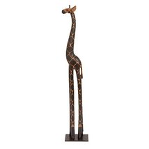 3' Foot Tall Hand Carved Wooden African Baby Giraffe Statue Sculpture - $48.48