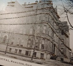 1900s Mercy Hospital Hamilton Ohio Mica Coated Postcard Vintage Street View - $24.26