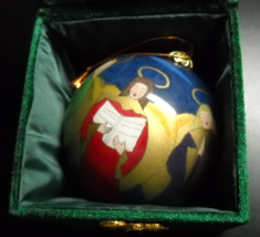 Six Angel Chorus Christmas Ornament Hand Painted Reverse Original Box - $8.99