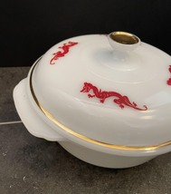 Vintage 50s Fire King Red Dragon 1.5qt casserole with lid image 3