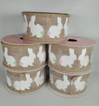 NEW lot of 5 Rolls Wire Edge Ribbon Easter Bunnies 1.5" x 25' - $14.85