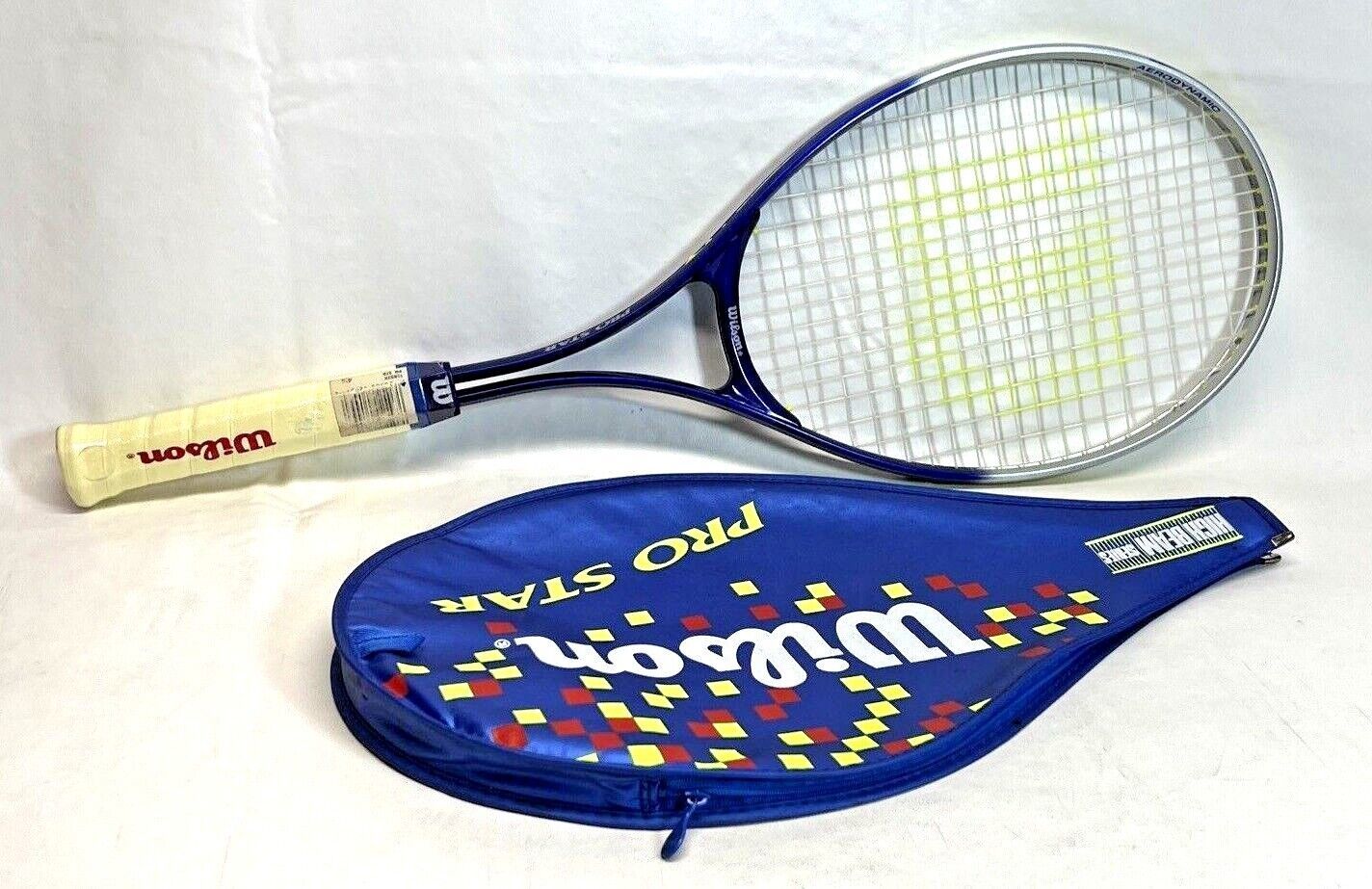 Primary image for Wilson Pro Star Tennis Racket High Beam  L4 4 1/2 Blue with Cover