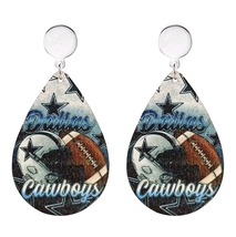 New Women Stainless With Wood Earrings NFL Football Choose Your Team Gift - $7.99