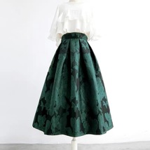 Women Dark Green Pleated Midi Skirt Outfit Pleated Party Skirt Plus Size