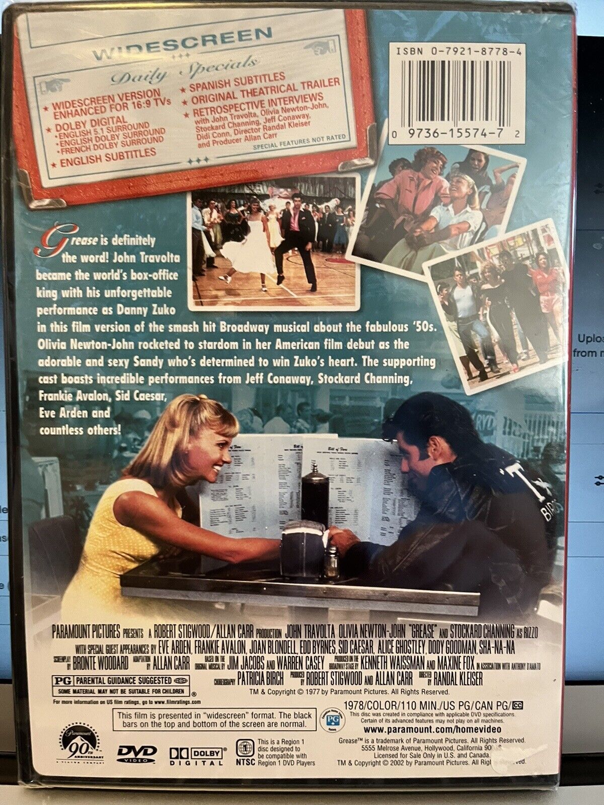 Grease (DVD, Widescreen) W/Songbook! Olivia Newton John, John Travolta ...