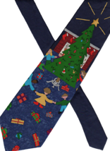 Save the Children Christmas Necktie vintage silk made in USA tree colorf... - $14.84