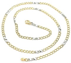18K YELLOW WHITE GOLD CHAIN 3 MM, 19.7 INCHES, ALTERNATE GOURMETTE AND I... - $497.86