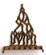 Judaica Menorah Hanukkah Vintage Israel Flame Nes Gadol Copper Signed Ha... - $99.90