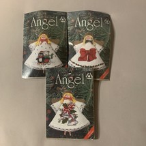 3 Counted Cross Stitch Kits Angel Ornaments Bow Silver Bells Polar Pals 18ct NIP - $9.49