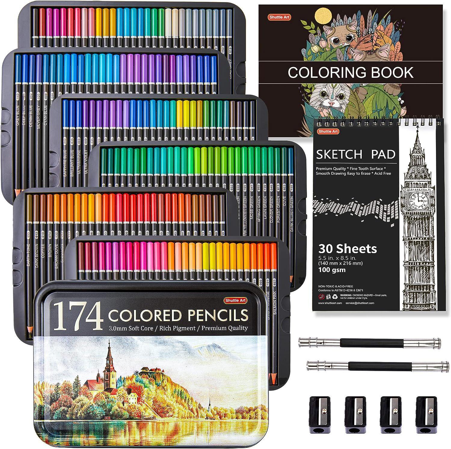 Drawing Kit, Shuttle Art 103 Pack Drawing Pencils Set, Sketching and Drawing Art Set with Colored Pencils, Sketch and Graphite Pencils in Portable