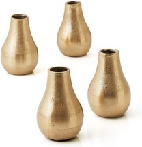 Set Of 4 Serene Spaces Living Gold Floral Pear Bud Vases, Stylish Flower Vases - $46.99
