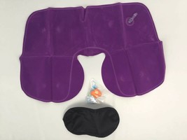 Neck Travel Pillow 3 Piece Set Ear Plugs Eye Mask Lavender Purple Lightw... - $11.51