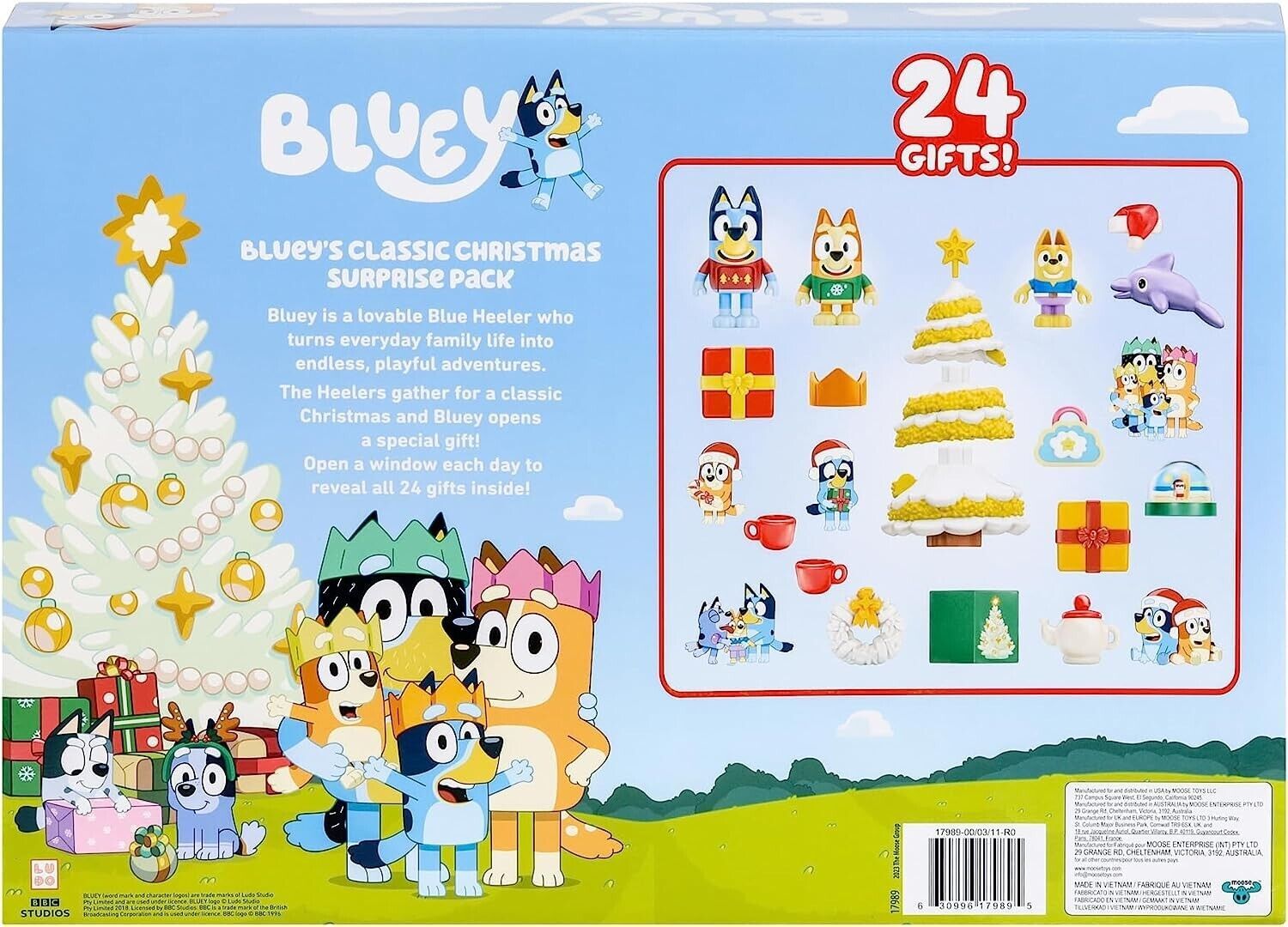 Bluey's Family Christmas Advent Calendar 2023 Pack NEW 24 Gifts Bluey