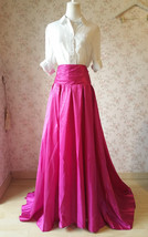 Women High Waist Pleated Party Skirt Plus Size Maxi Formal Skirts- Fuchsia image 1