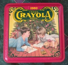Crayola Tin Box 1992 Made in USA Features a Childhood Christmas Scene ~ EMPTY - $7.70