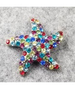 Vintage Colorful Starfish Sea Star Multicolor Rhinestone Silver Tone Bro... - $12.99