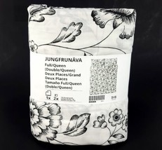 IKEA Jungfrunava Full Queen Duvet Cover & 2 Pillowcases White/Black Floral New - $64.34