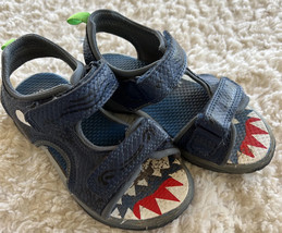 Carters Boys Navy Blue Dinosaur White Red Teeth Sandals Toddler Size 10 - $7.35