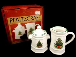 Pfaltzgraff Christmas Heritage Porcelain Creamer & Sugar Set, Original Box - $29.35