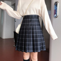 Knee Length Black Plaid Skirt School Girl Plus Size Knee Pleated PLAID SKIRTS image 3