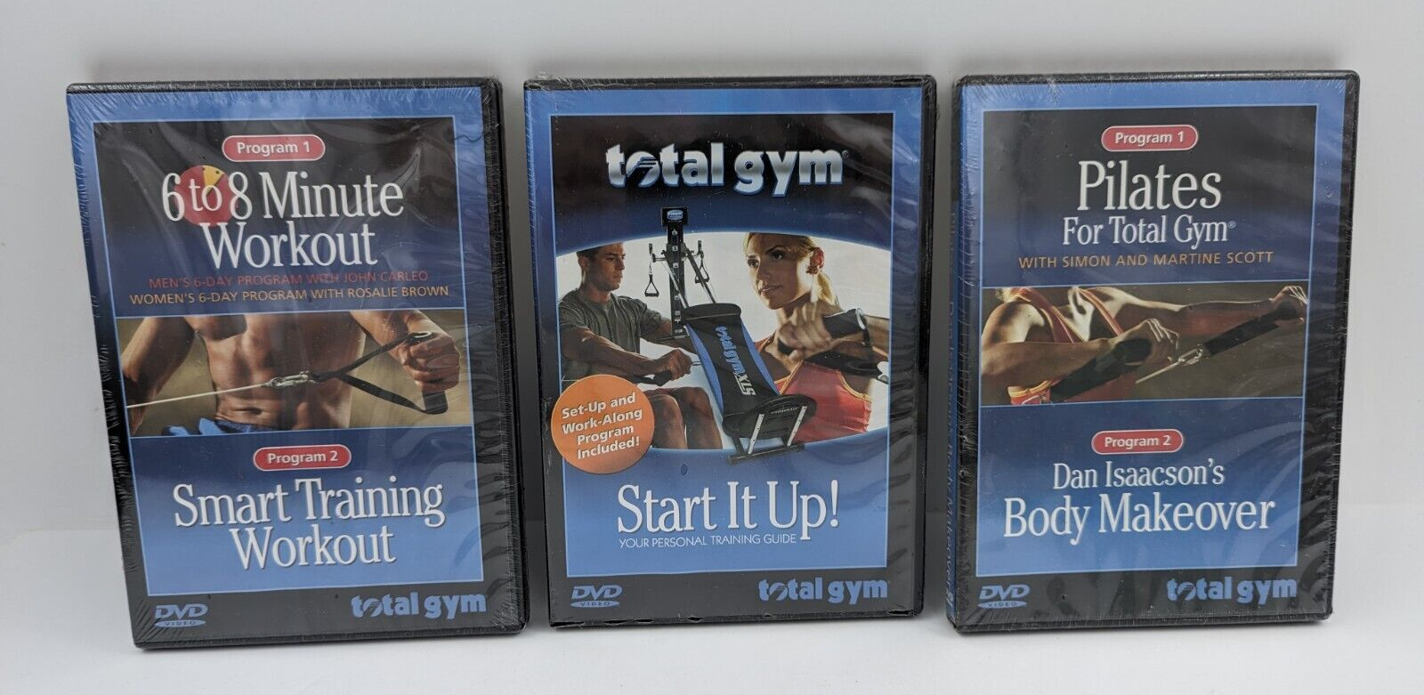 Total Gym DVD Workouts Fitness Start it up Pilates 6to8 Minute Workout Lot  Of 3