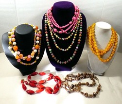 Vintage Retro lot of 7 Multi Color fashion strands Necklaces Trifari long - $44.55