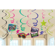 Totally 80s Foil Swirl Decorations &quot;I LOVE THE 80s&quot; Birthday Party Suppl... - $8.79