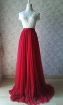 Long Red Tulle Skirt High Waisted Plus Size Tulle Skirt Bridesmaid Outfit