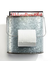 Camping Magazine Rack Toilet Paper Roll Holder Galvanized Metal Grey 9.8" High image 2