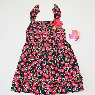 Primary image for NWT Youngland Girls 4 5 Navy Blue Red Cherry Green White Summer Dress Sundress