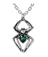 Alchemy Gothic Emerald Spiderling Pendant Venom Green Spider Necklace P9... - $24.95